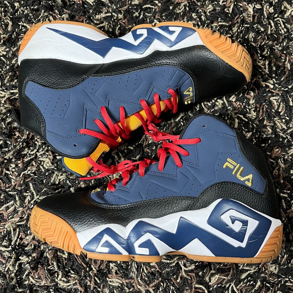 Fila MB 1BM01865-410 Mens Blue Leather Lace Up Athletic Basketball Shoes Sz 10.5